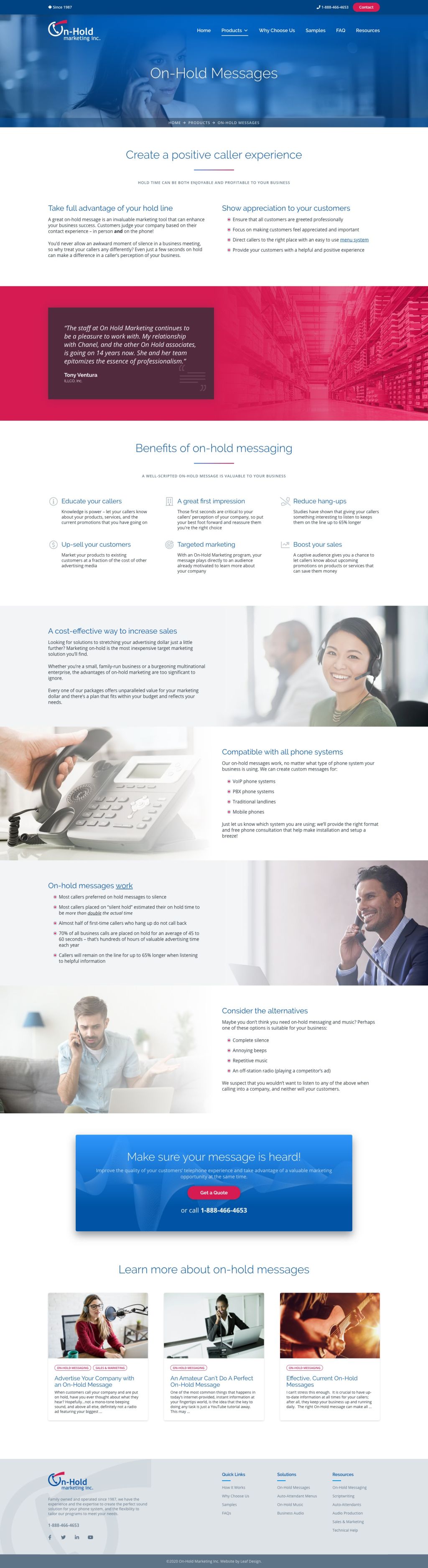 Screenshot of Productsweb page