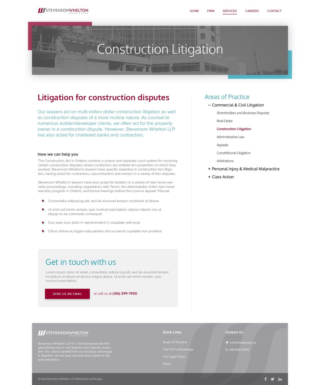 Screenshot of Servicesweb page