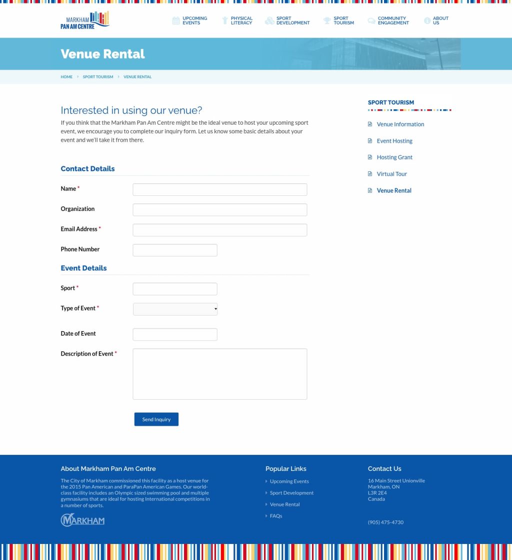 Screenshot of Rental Form web page