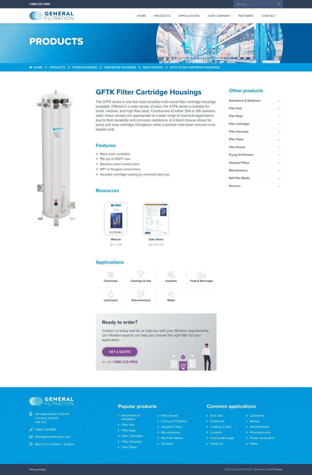 Screenshot of Product Detailsweb page