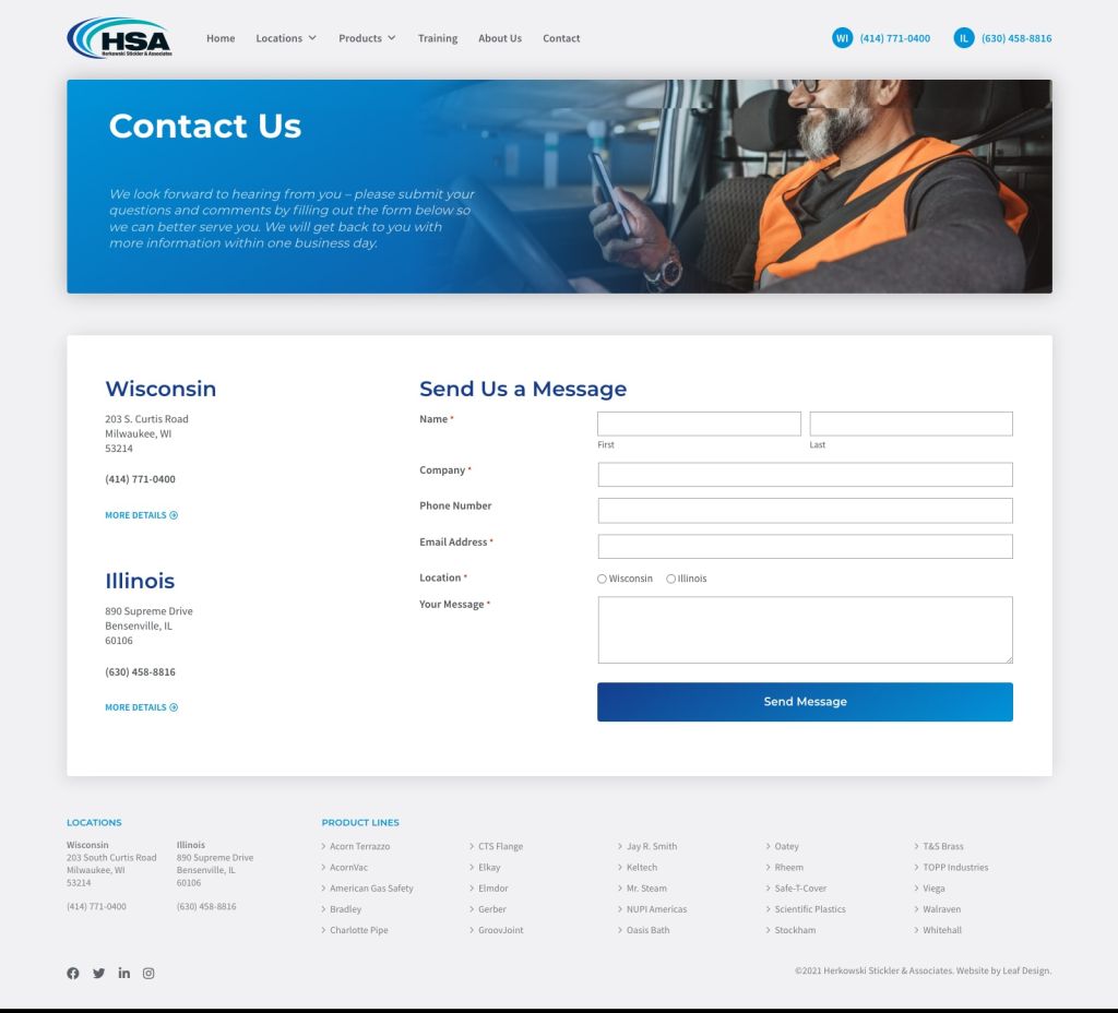 Screenshot of Contactweb page