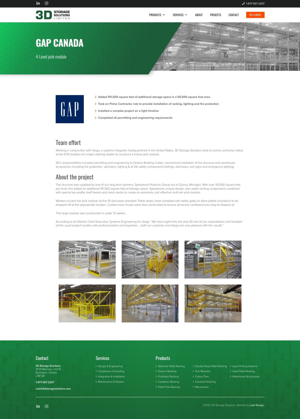 Screenshot of Projectsweb page