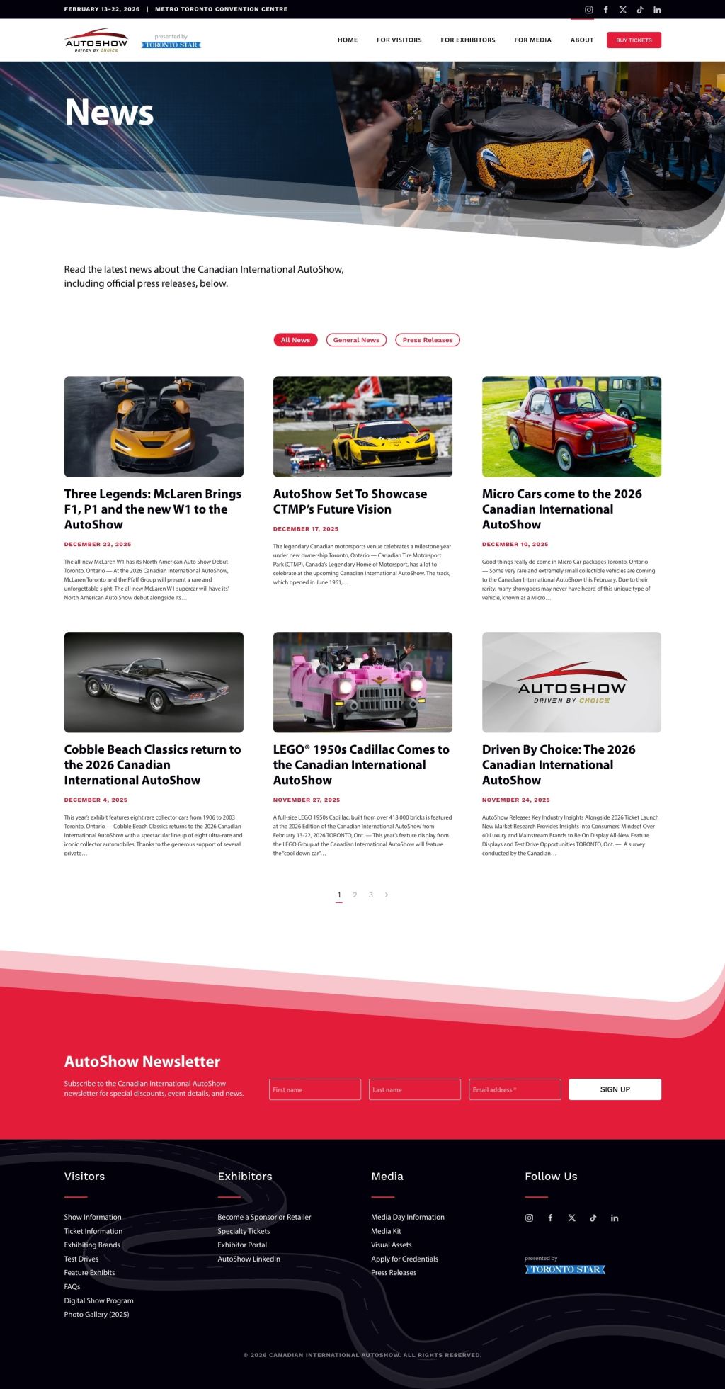 Screenshot of Newsweb page