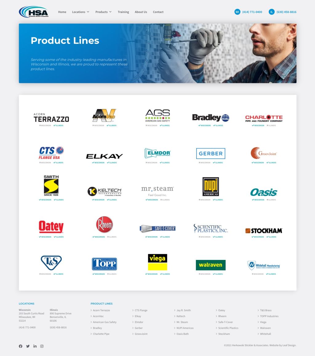 Screenshot of Product Linesweb page