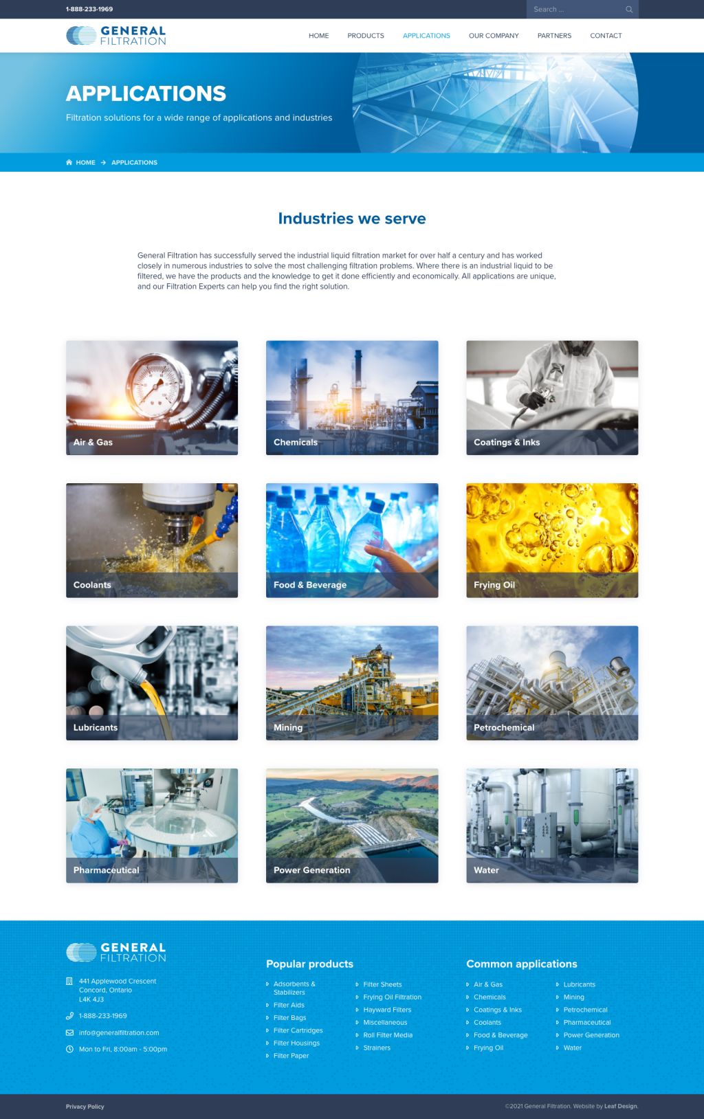 Screenshot of Industriesweb page