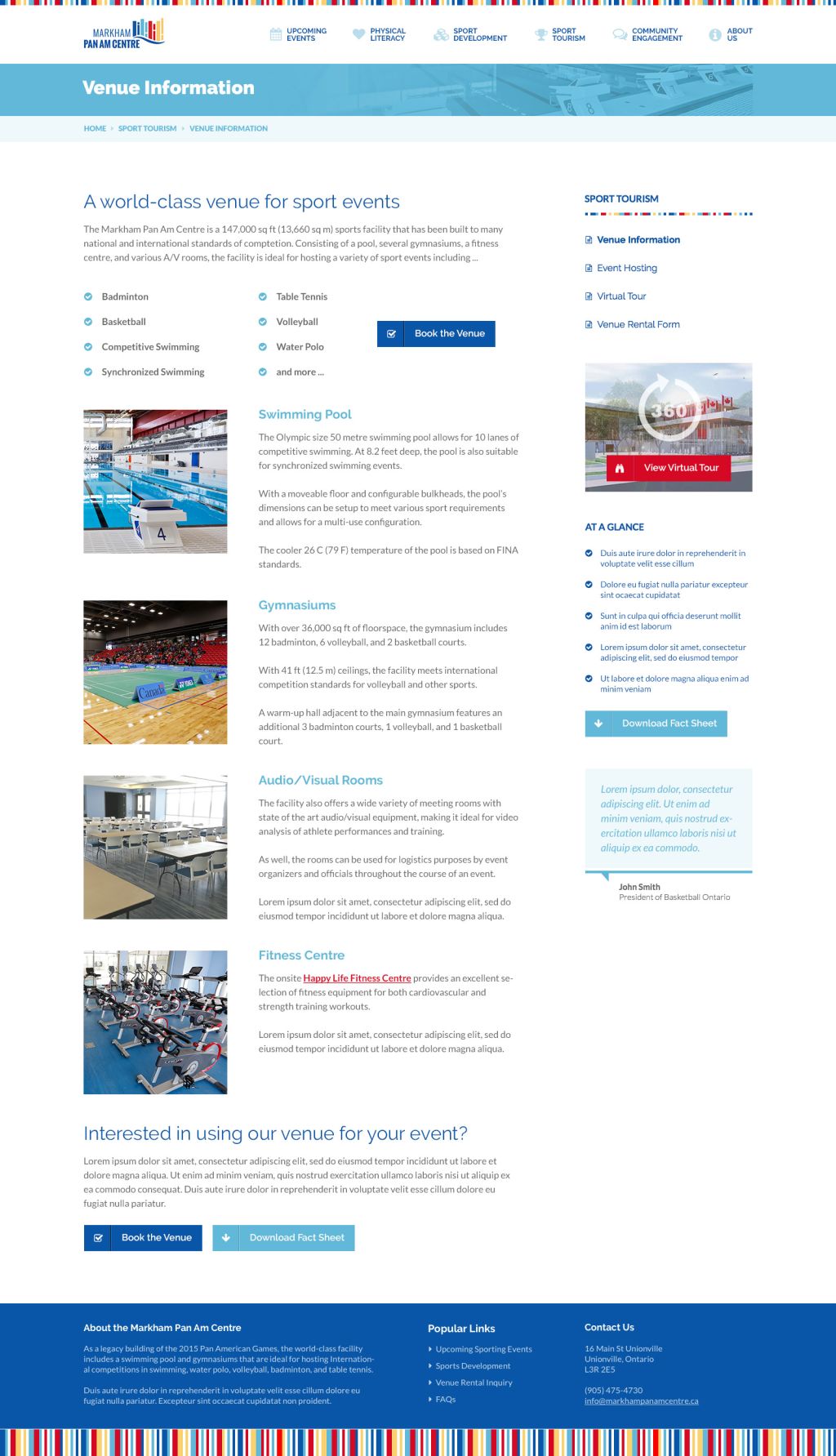 Screenshot of Venue web page