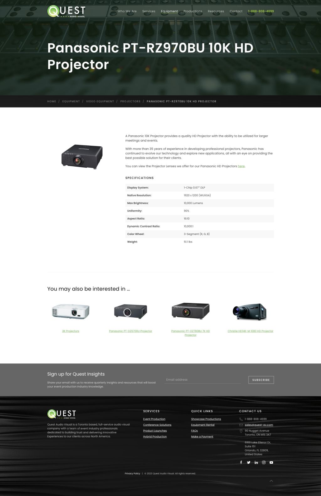 Screenshot of Productweb page