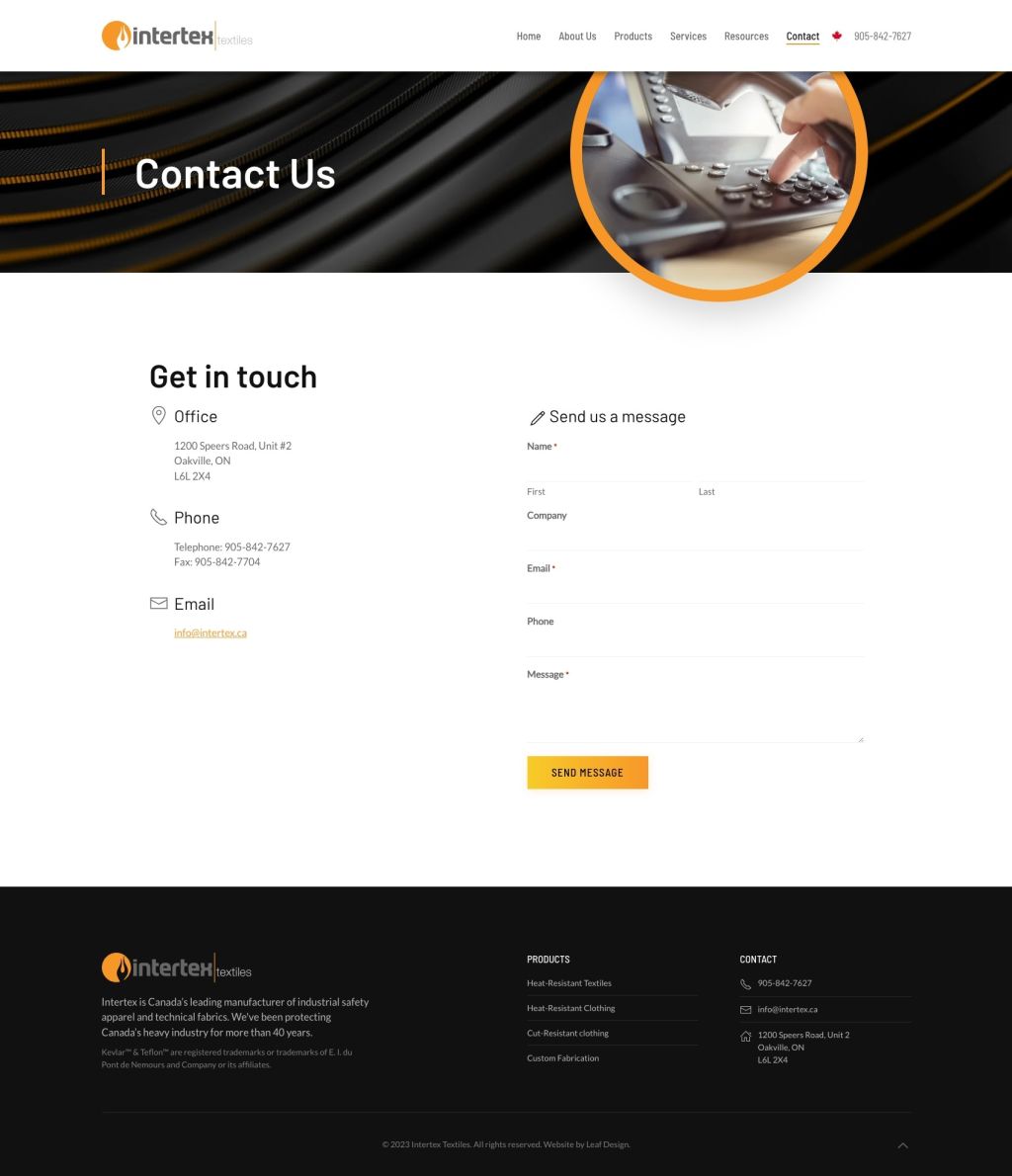 Screenshot of Contactweb page