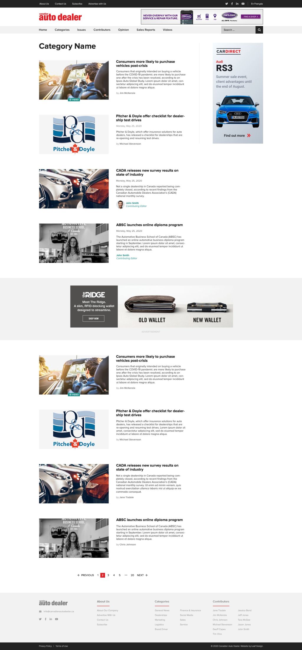 Screenshot of Archive web page