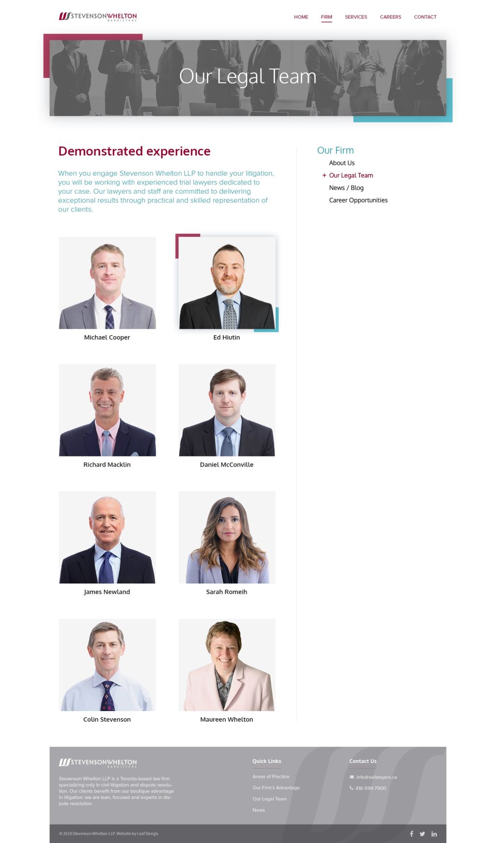 Screenshot of Teamweb page
