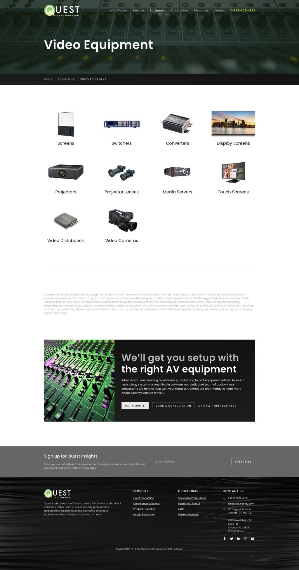 Screenshot of Product Categoryweb page
