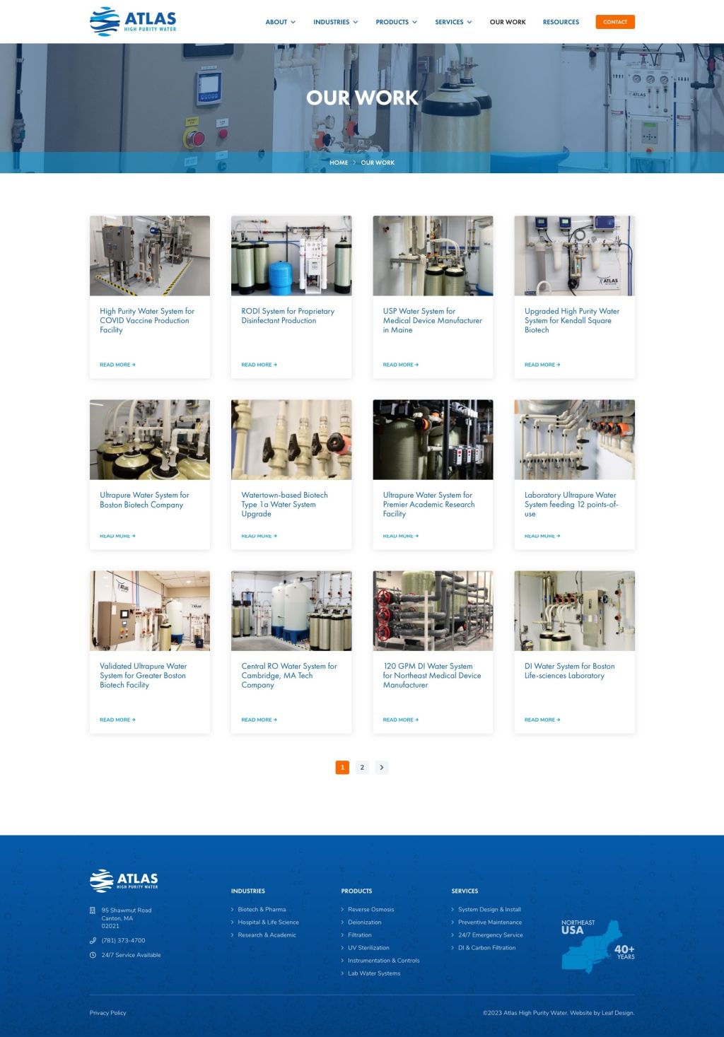 Screenshot of Projectsweb page