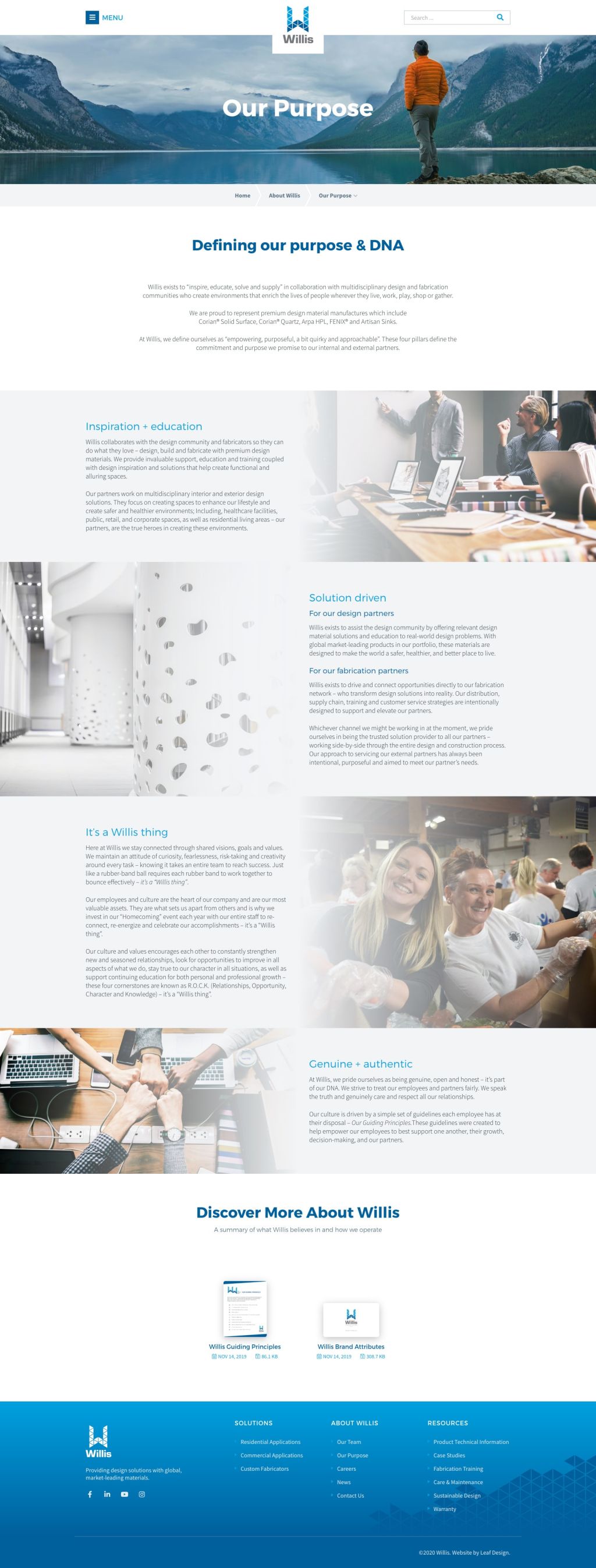 Screenshot of Purposeweb page