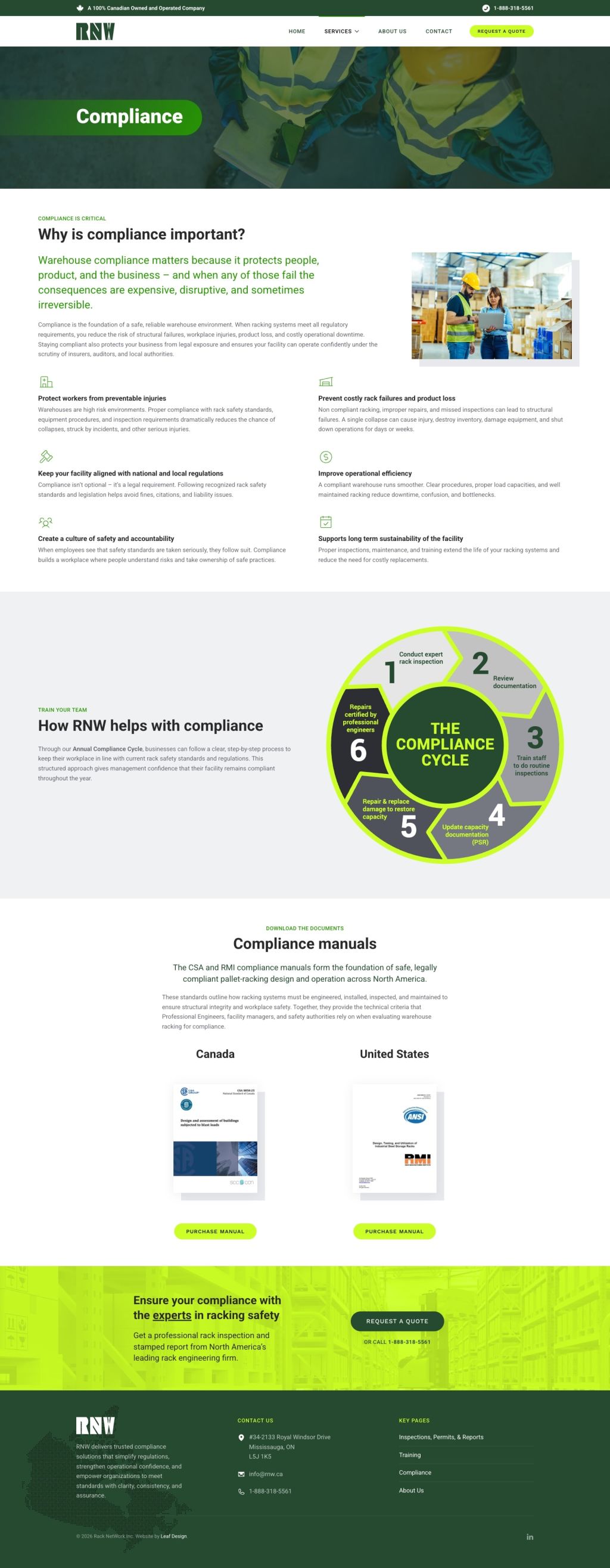 Screenshot of Compliance web page