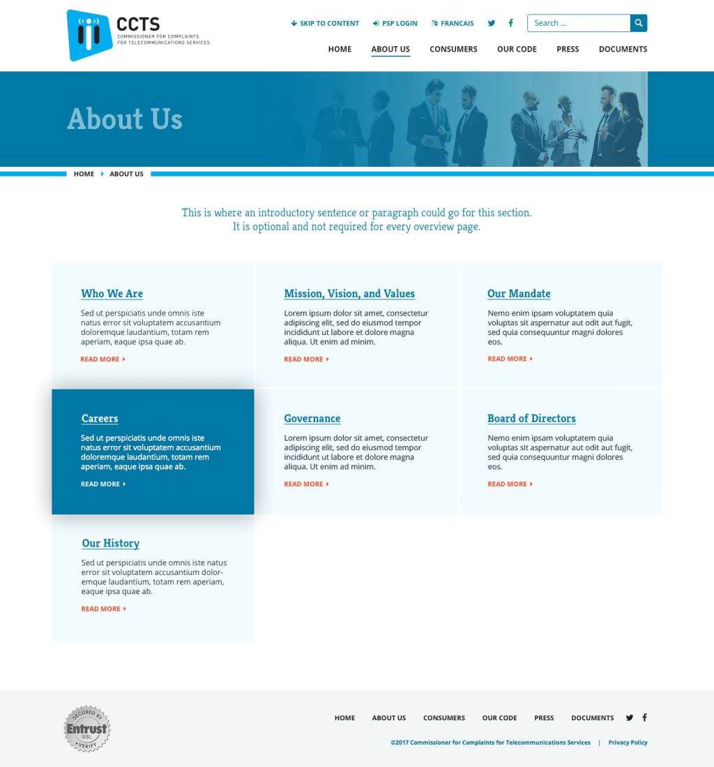 Screenshot of Overviewweb page