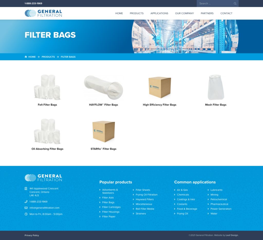 Screenshot of Product Categoryweb page