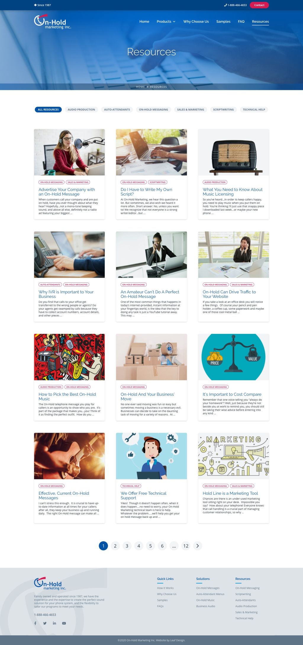Screenshot of Resourcesweb page