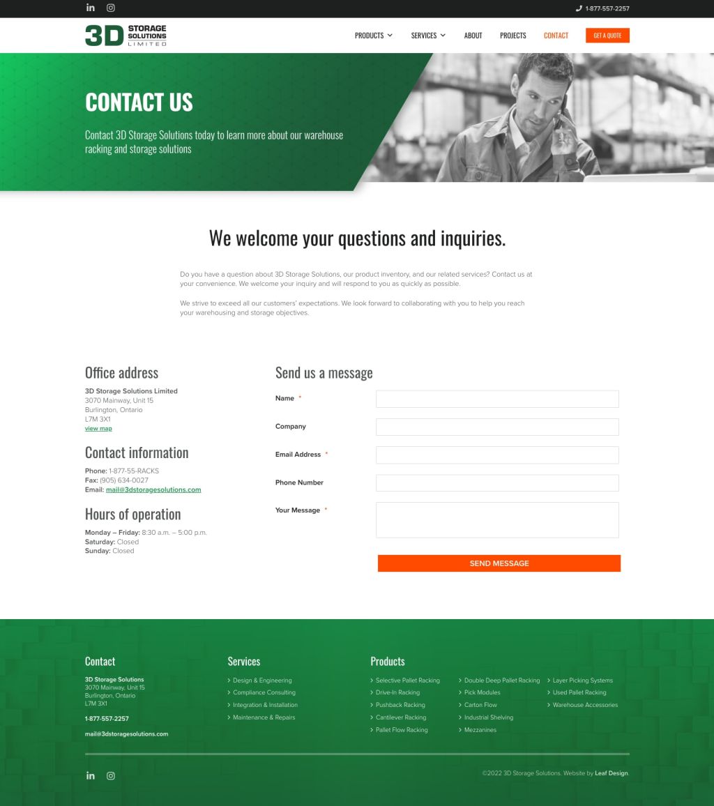 Screenshot of Contactweb page