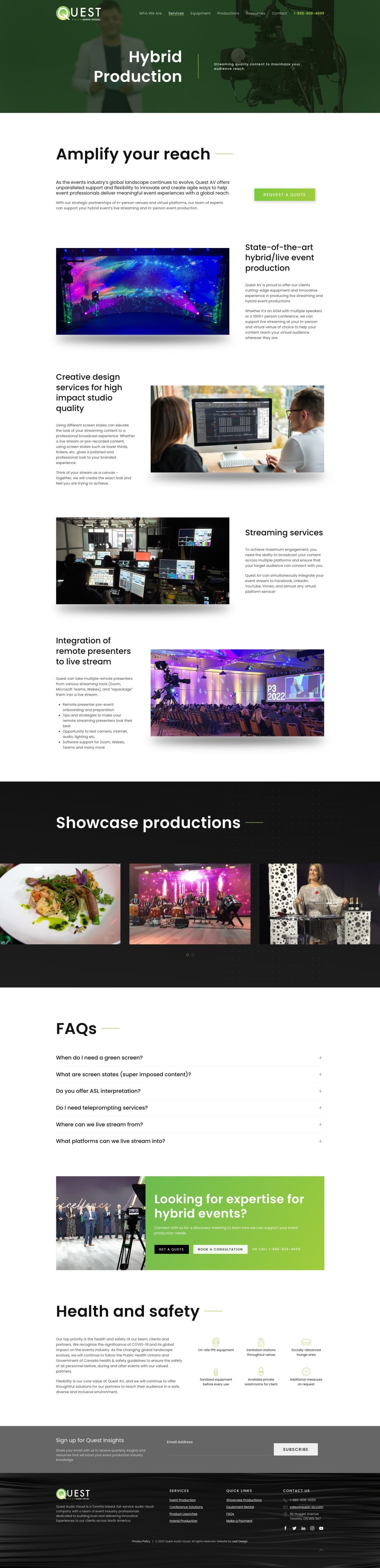 Screenshot of Servicesweb page